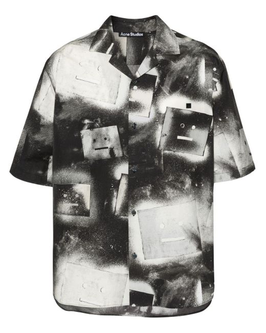 Acne Gray Logo-print Cotton Shirt