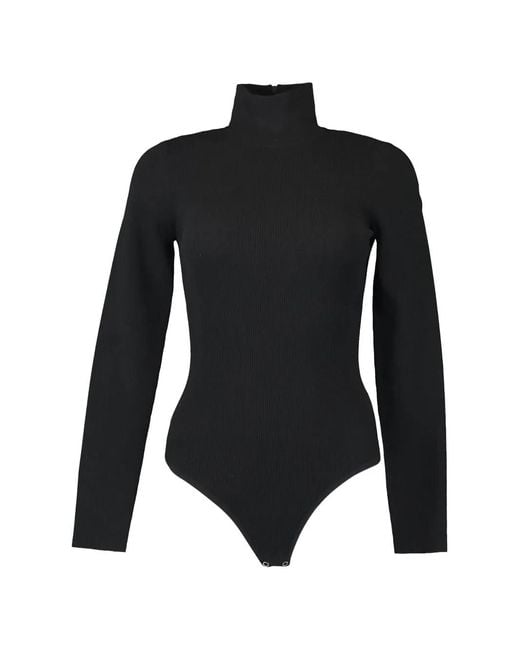 Michael Kors Black Ribbed-Knit Turtleneck Bodysuit