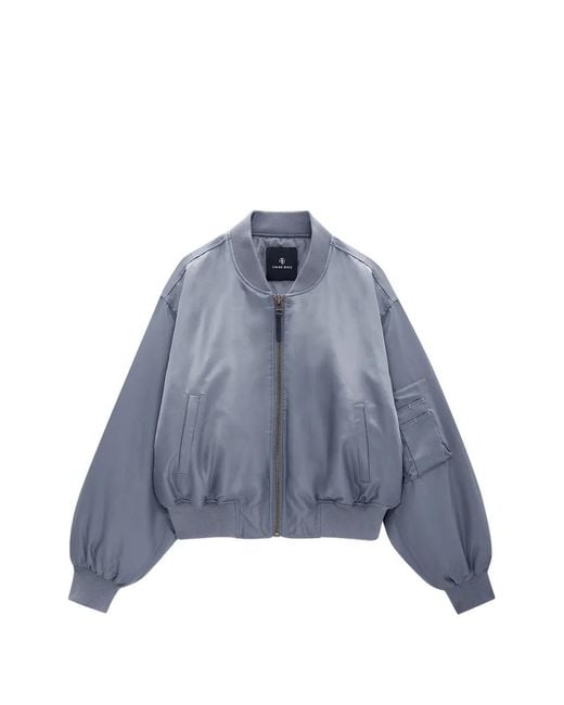 Anine Bing Blue Cropped Leon Bomber