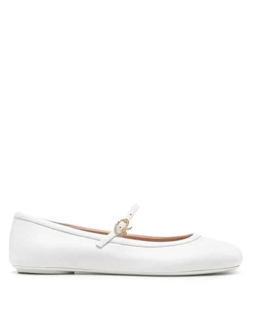 Gianvito Rossi White Carla Flat Ballerinas