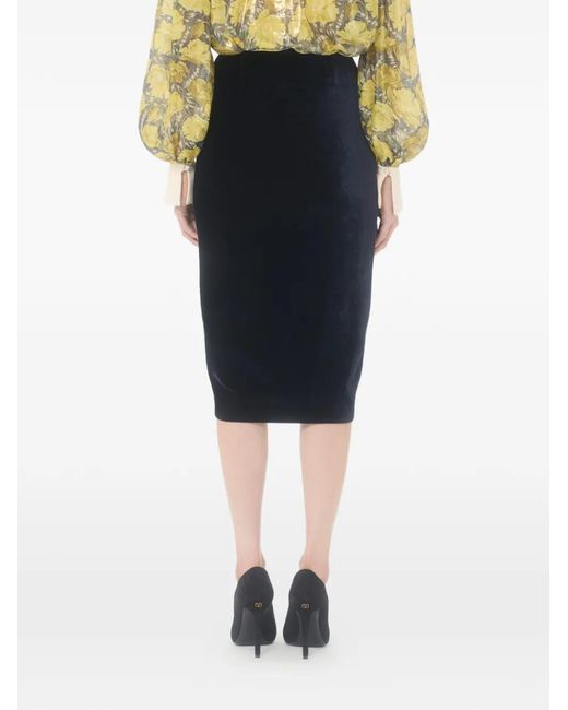 Valentino Garavani Blue Velvet Midi Skirt