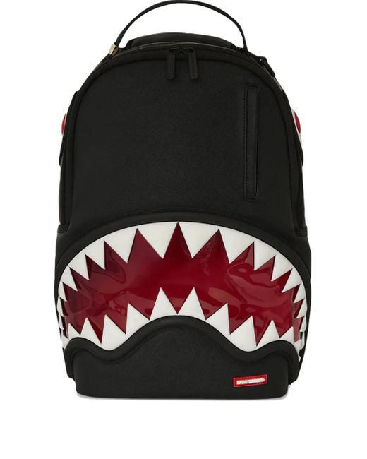 Sprayground Black Logo-Patch Backpack for men