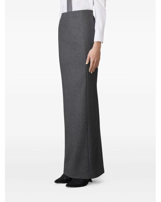 Thom Browne Gray Solid Wool Flannel Pencil Skirt