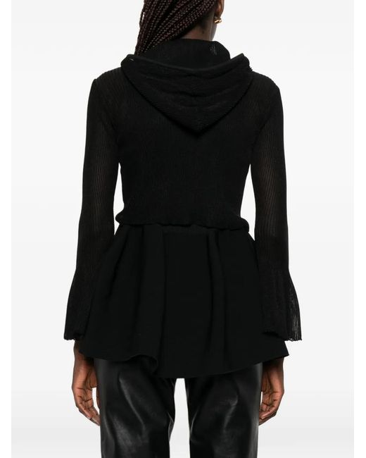 CFCL Black Zip Flared-Cuff Hoodie