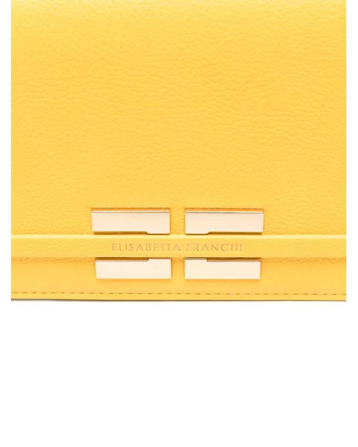 Elisabetta Franchi Yellow Logo Plaque Chain Satchel
