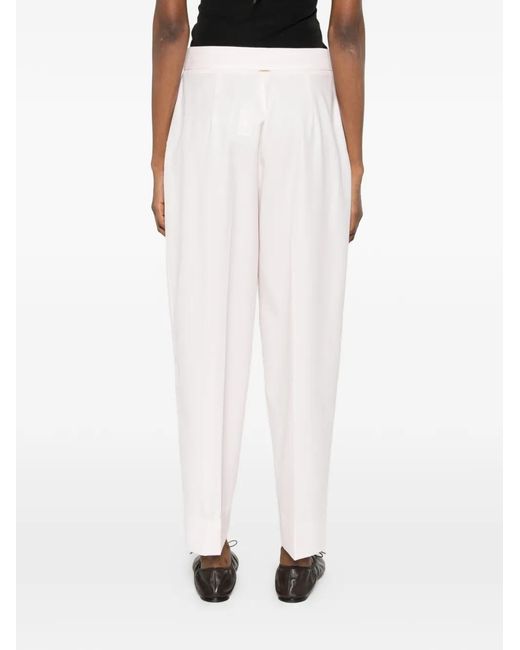 Twinset White Cool Wool Cropped Trousers