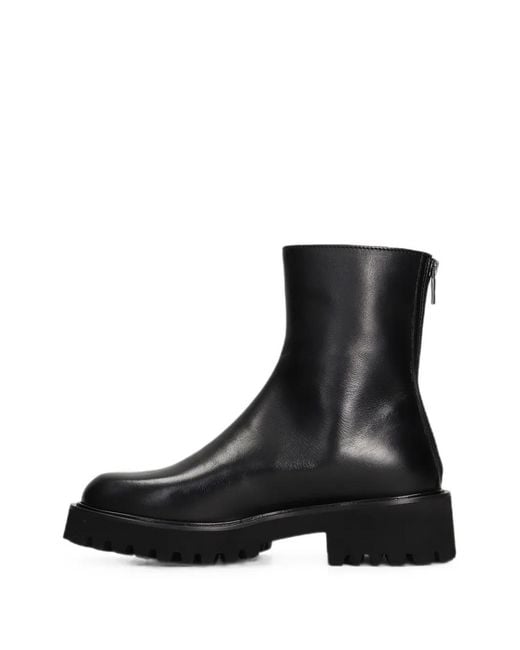 Fabio Rusconi Black Rear-Zip Chunky Ankle Boots