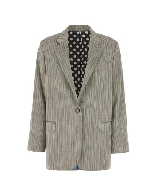 Paul Smith Gray Longline Herringbone Oversized Blazer