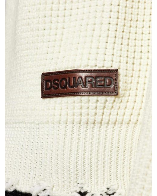 DSquared² Natural Logo-Patch Roll-Neck Knit Jumper For for men
