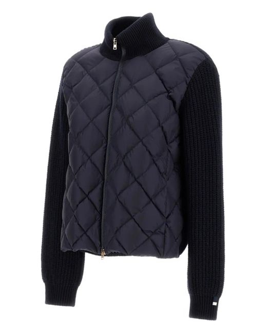 Herno Blue Quilted Panelled Cardigan