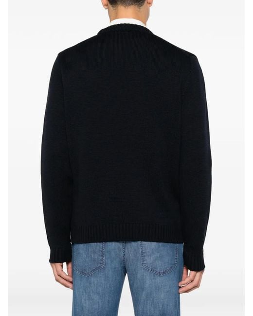 Zanone Black Ribbed-Knit Sweater for men
