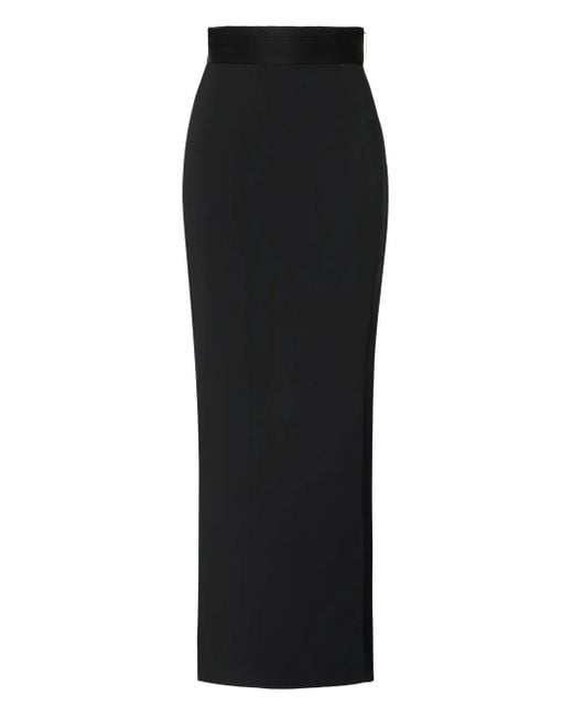 Elisabetta Franchi Black Satin-Detail Long Skirt