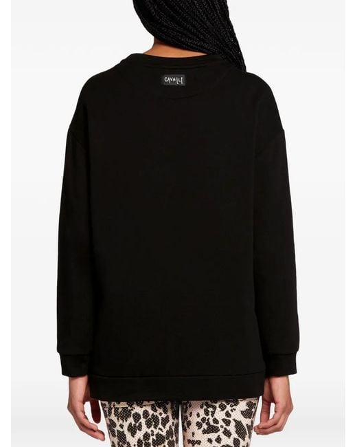 Roberto Cavalli Black Animal-Print Detail Sweatshirt