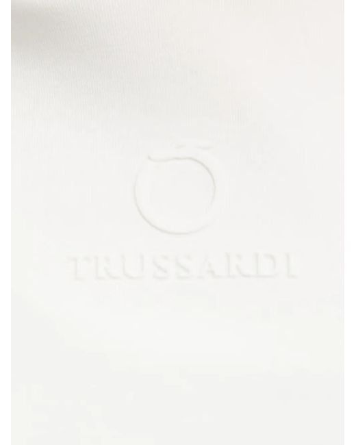 Trussardi White Jersey Drawstring Hoodie