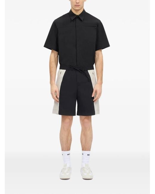 MSGM Black Colour-Block Drawstring Deck Shorts for men