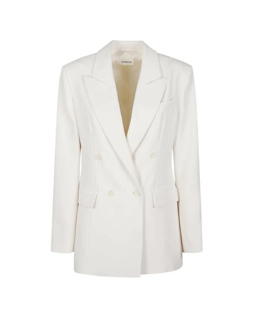 P.A.R.O.S.H. White Double-Breasted Blazer
