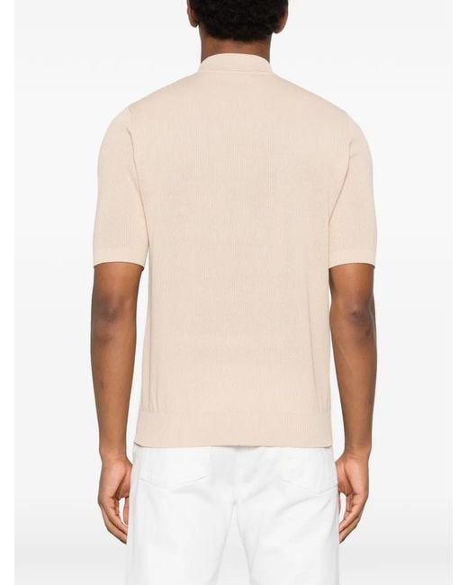 Eleventy Natural Half-Zip Short-Sleeve Polo Shirt for men
