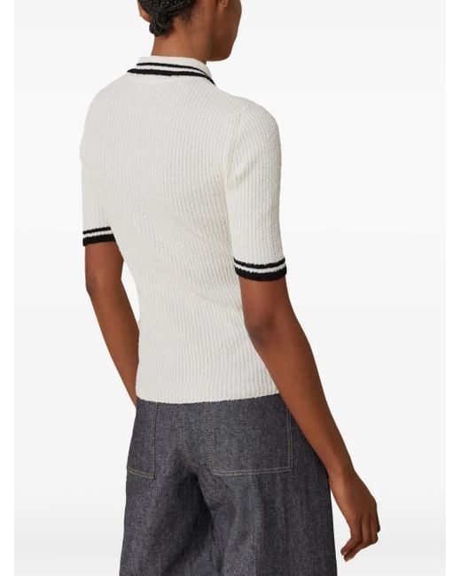 Pennyblack White Ribbed-Knit Polo Top