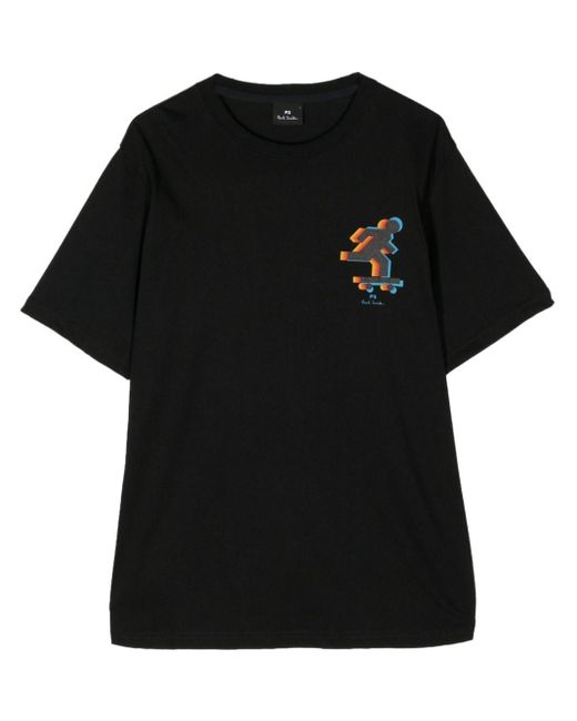 PS by Paul Smith Black Skater Print Cotton T-shirt for men