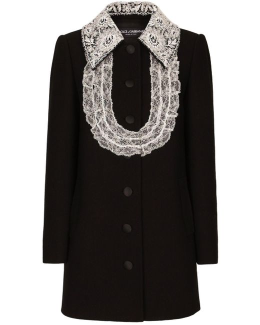 Dolce & Gabbana Black Bib-collar Virgin Wool-blend Minidress