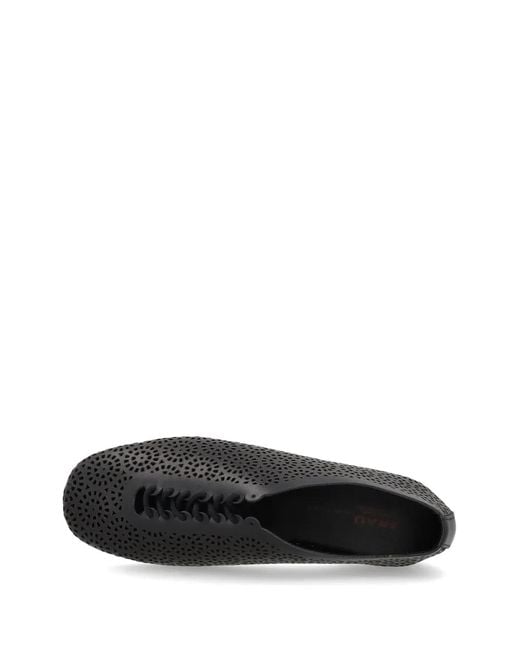 Frau Black Perforated Leather Lace-Up Shoes