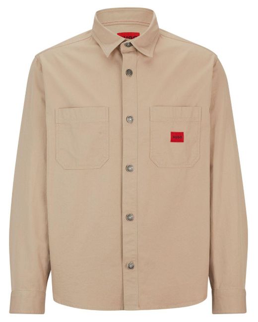 Chemise en coton à logo appliqué HUGO pour homme en coloris Natural