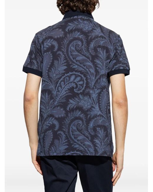 Etro Blue Patterned Polo for men