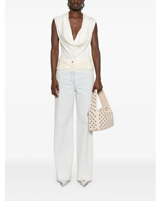 Givenchy White Light Contrast-Panel Straight-Leg Mid-Rise Jeans