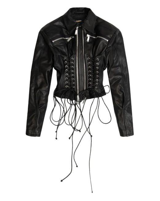 DSquared² Black X Ducati zip lace-up jacket