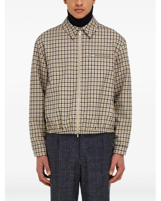 Ferragamo White Check Bomber Jacket for men