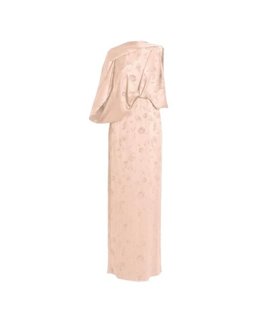 Erdem Natural Draped Jacquard Maxi Gown