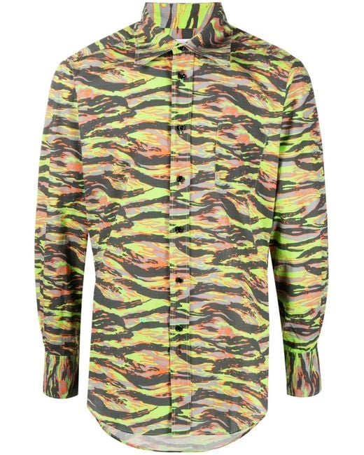 ERL Green Zebra-Print Cotton Shirt for men