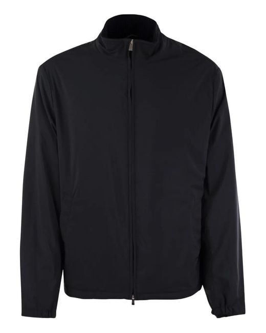 Fedeli Blue Zip-Fastening Pockets Jacket for men