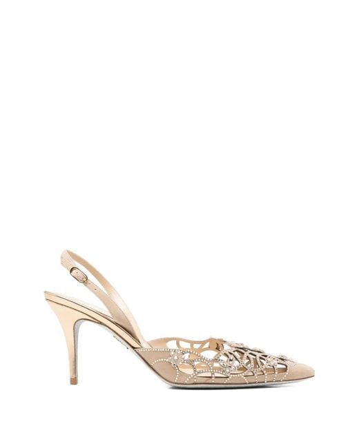 Rene Caovilla Natural Eden Crystal-Embellished Laser-Cut Pumps
