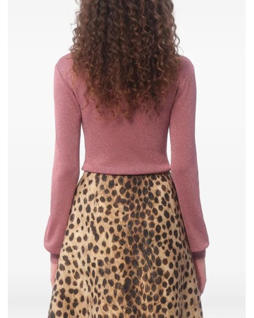 Valentino Garavani Pink Cowl-Neck Glittery Sweater
