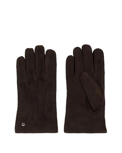 Gianni Chiarini Black Topstitching Leather Gloves for men