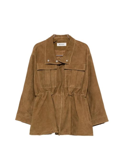 Rohe Natural Drawstring-Waist High-Neck Jacket