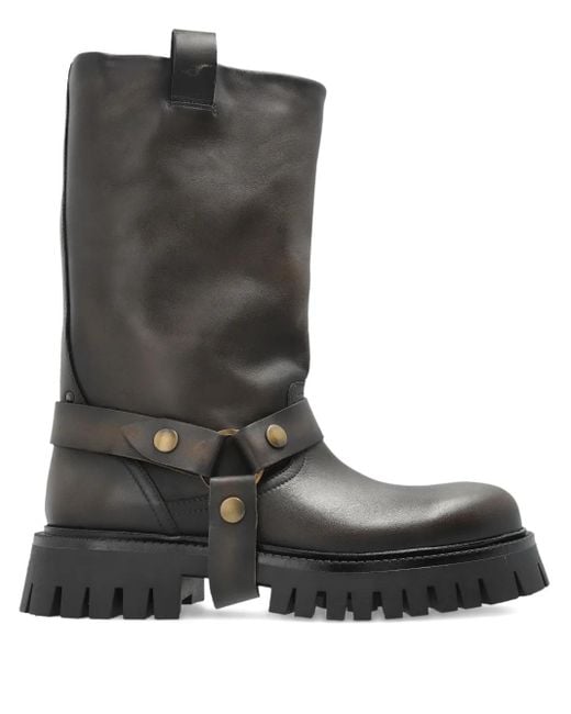 Golden Goose Deluxe Brand Black Kurt Chunky Buckle-Strap Leather Boots