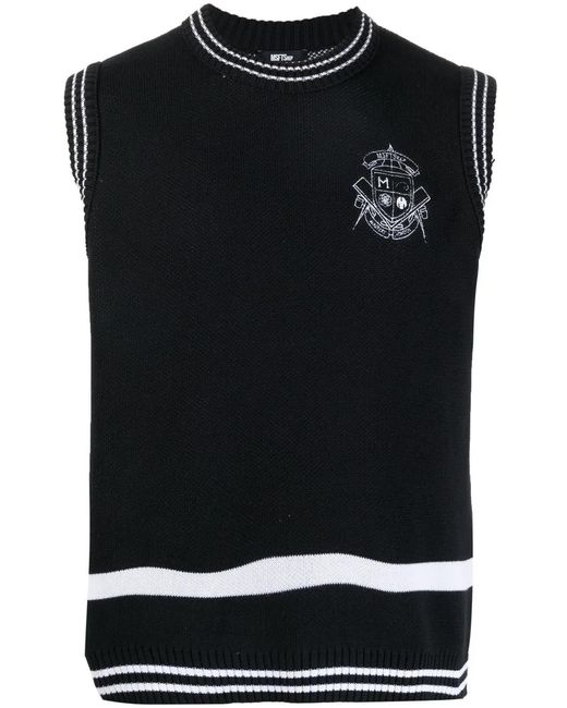 Msftsrep Black Intarsia-Knit Logo Vest for men