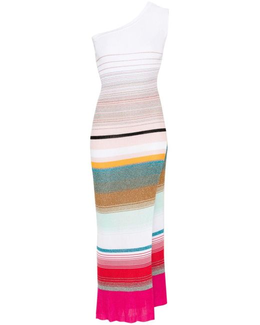 Missoni White One-shoulder Knitted Maxi Dress