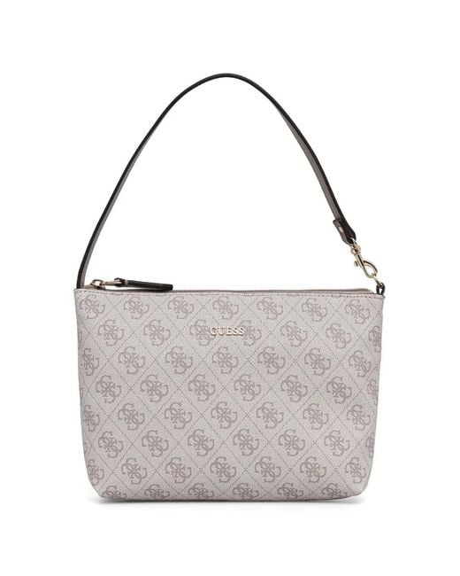Guess Gray Victtoria Monogram-Pattern Logo-Plaque Tote Bag