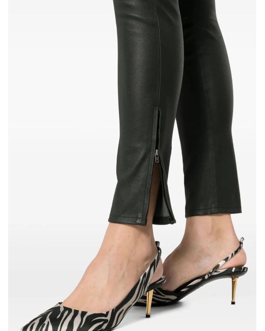 FEDERICA TOSI Gray Mid-Rise Leather Skinny Trousers
