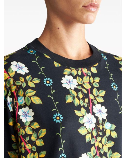 Etro Green Floral-print Cotton T-shirt