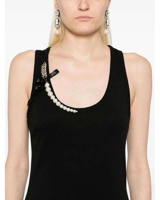 Top sin mangas con cadena y perla Simone Rocha de color Black