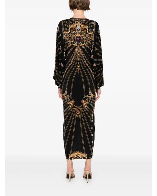 Camilla Maxi-Jurk Met Split En Gedraaid Detail in het Black