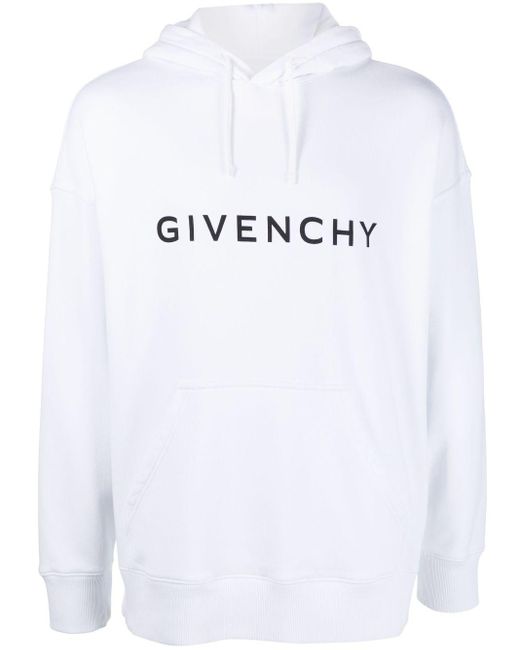 Givenchy White Logo-print Cotton Hoodie for men