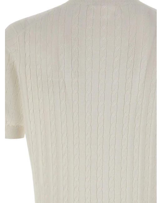 Kangra White Cable-Knit Short-Sleeve Sweater for men