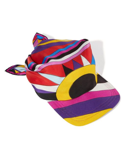 Emilio Pucci Pink Abstract-pattern Silk Visor Hat