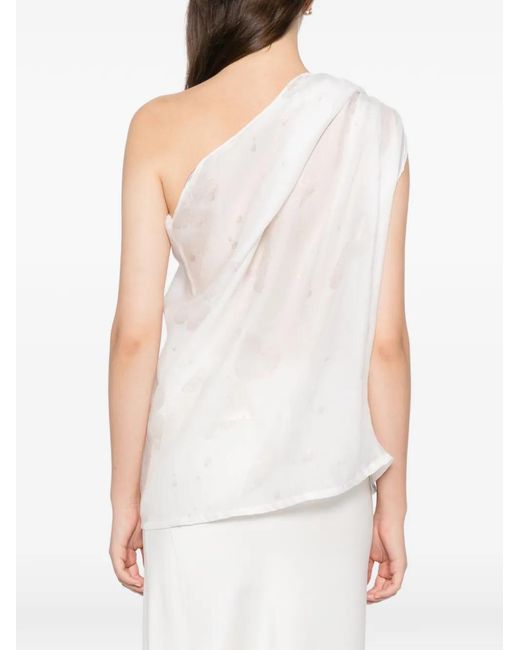 BLAKLACE White Butterfly One-Shoulder Top