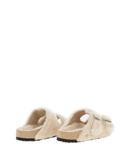 Birkenstock White Arizona Shearling Sandals Shoes